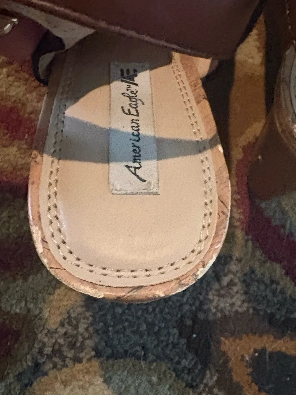 American Eagle By Payless Black Suede Cork Wedge Sandals